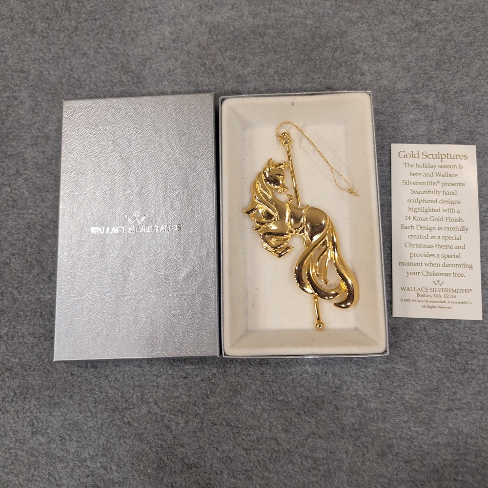 Wallace Silversmiths Carousel Horse Christmas Ornament 24 Karat Gold Finish - Picture 4 of 4